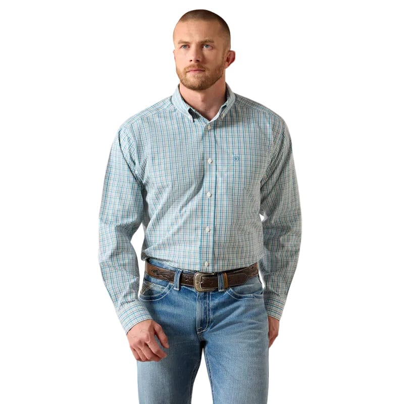 Ariat Mns Wrinkle Free Antonio Classic Fit LS Shirt Angel Blue Plaid