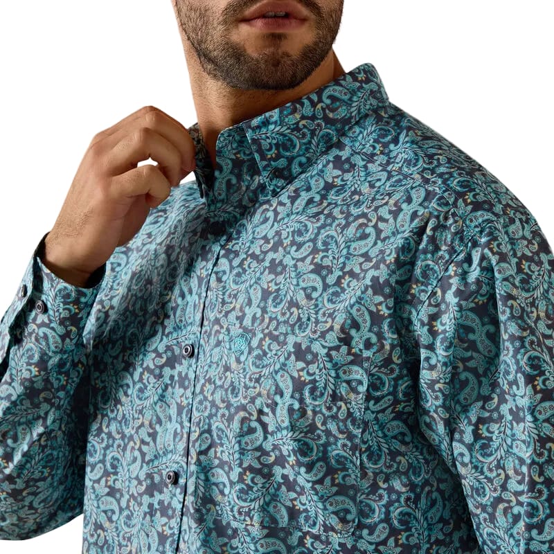 Ariat Mns Phelps Classic Fit LS Shirt Blue Elxir Paisley Print