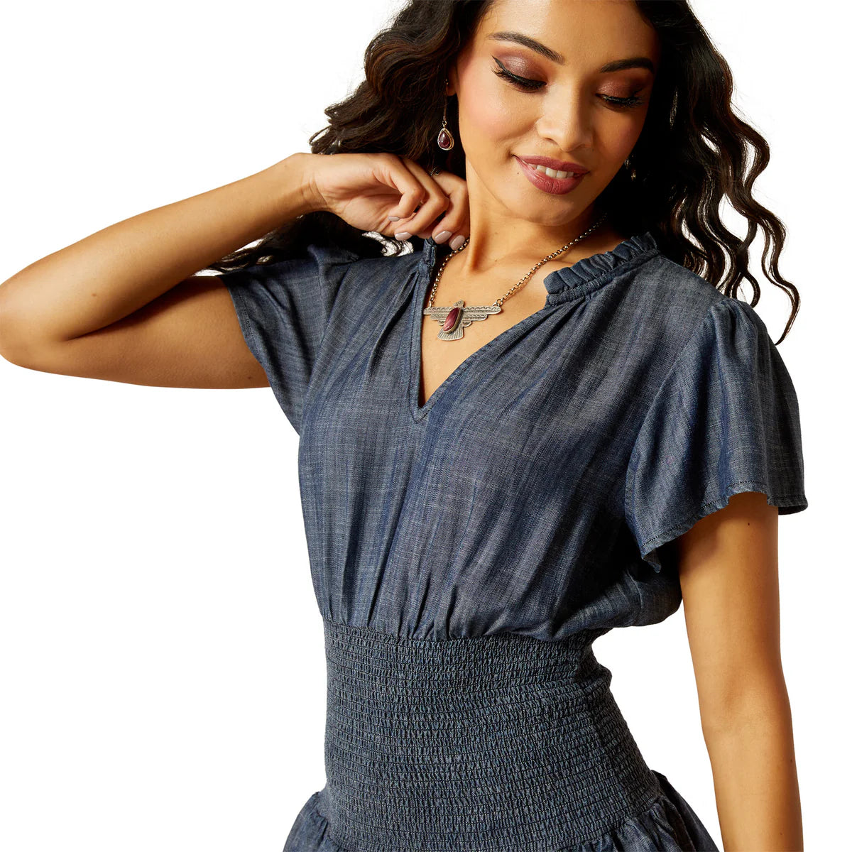 Ariat Wms Stellar Dress Medium Blue Chambray