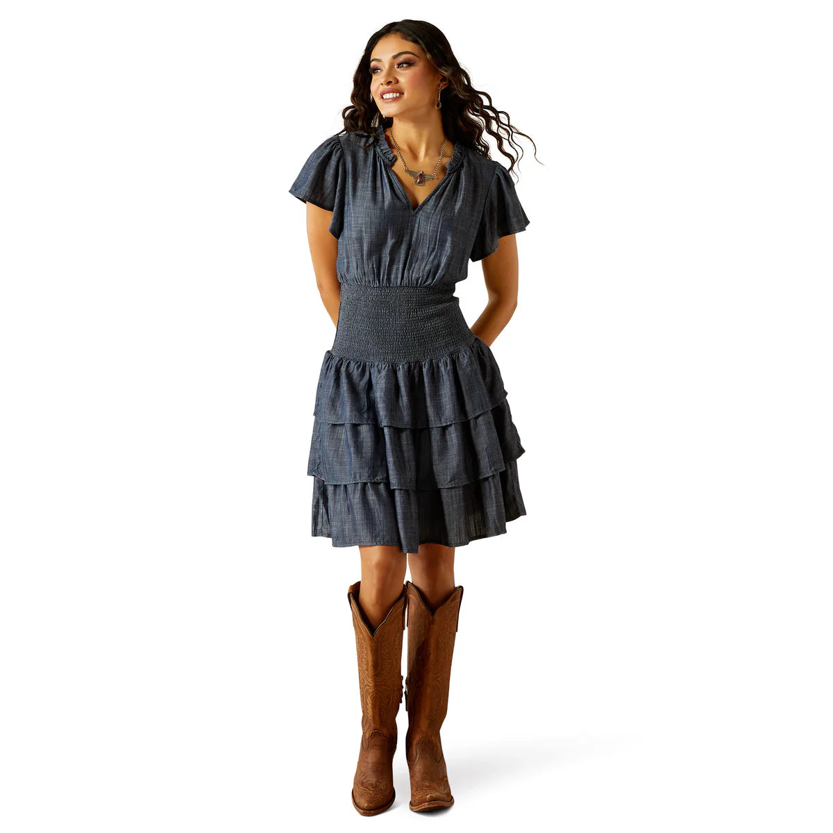 Ariat Wms Stellar Dress Medium Blue Chambray