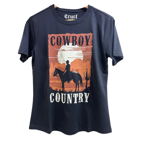 Cruel Denim Wmns Black Cowboy Country Graphic Tee