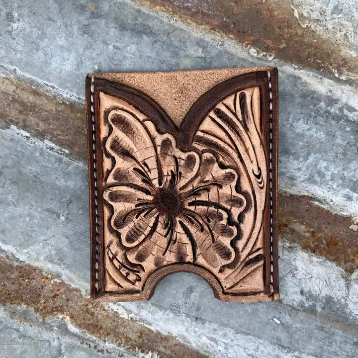 Front Pocket Hand Tooled Leather Wallet Cowgirl Rodeo Western Cowboy