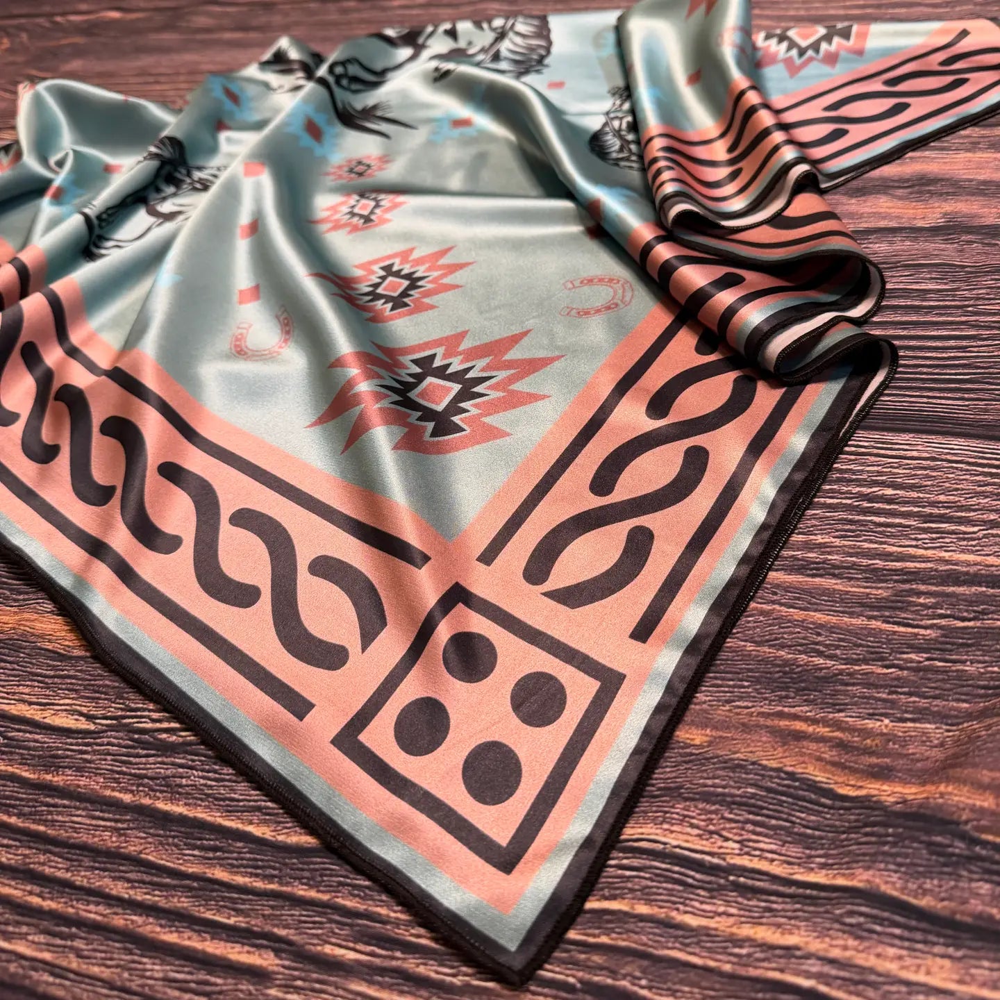 Western Print Silk Scarf