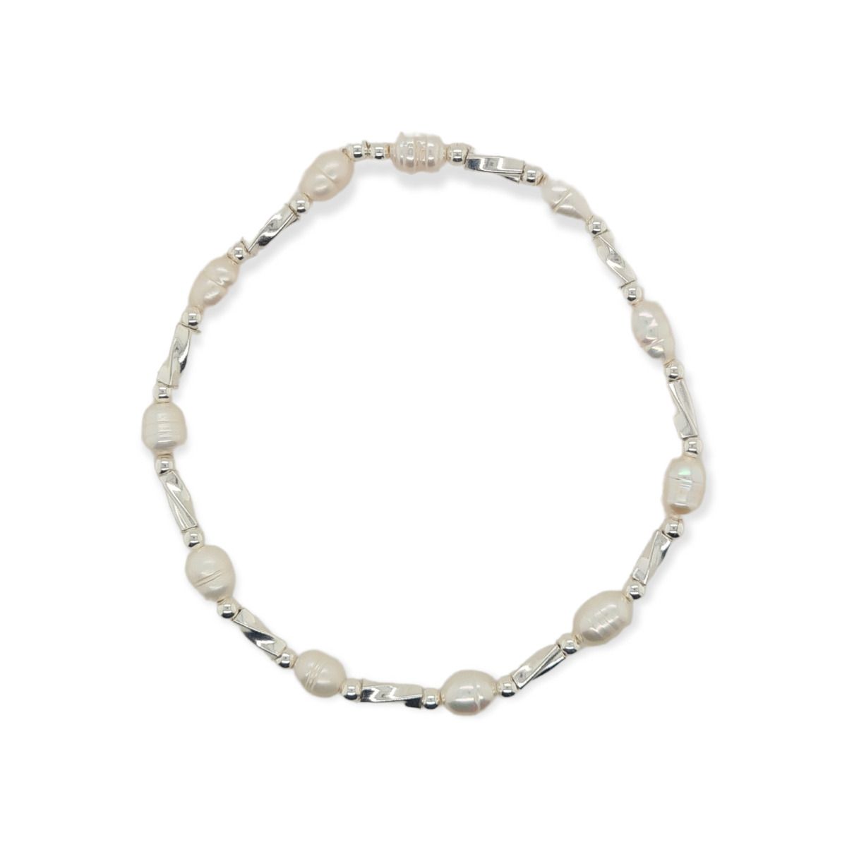 Bracelet Sterling Silver and Pearl Stretch