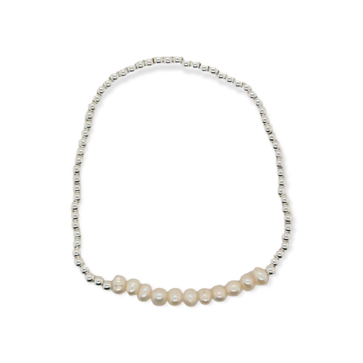 Bracelet Sterling Silver and Pearl Stretch