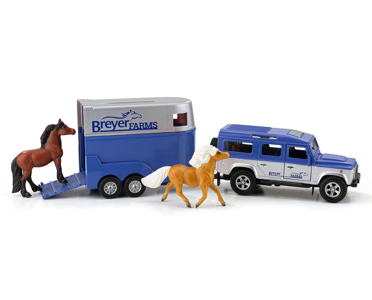 Breyer Stablemates Farms Land Rover and Tag A Long Trailer