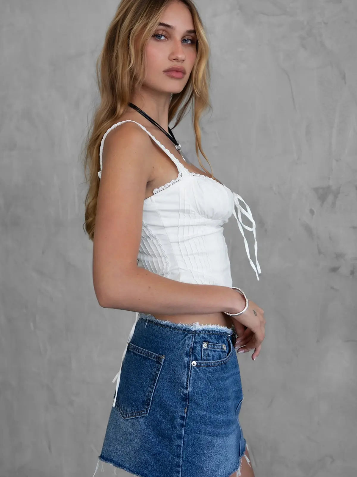 Tilla Sweetheart Neckline with Lace Trim Milkmaid Corset Top