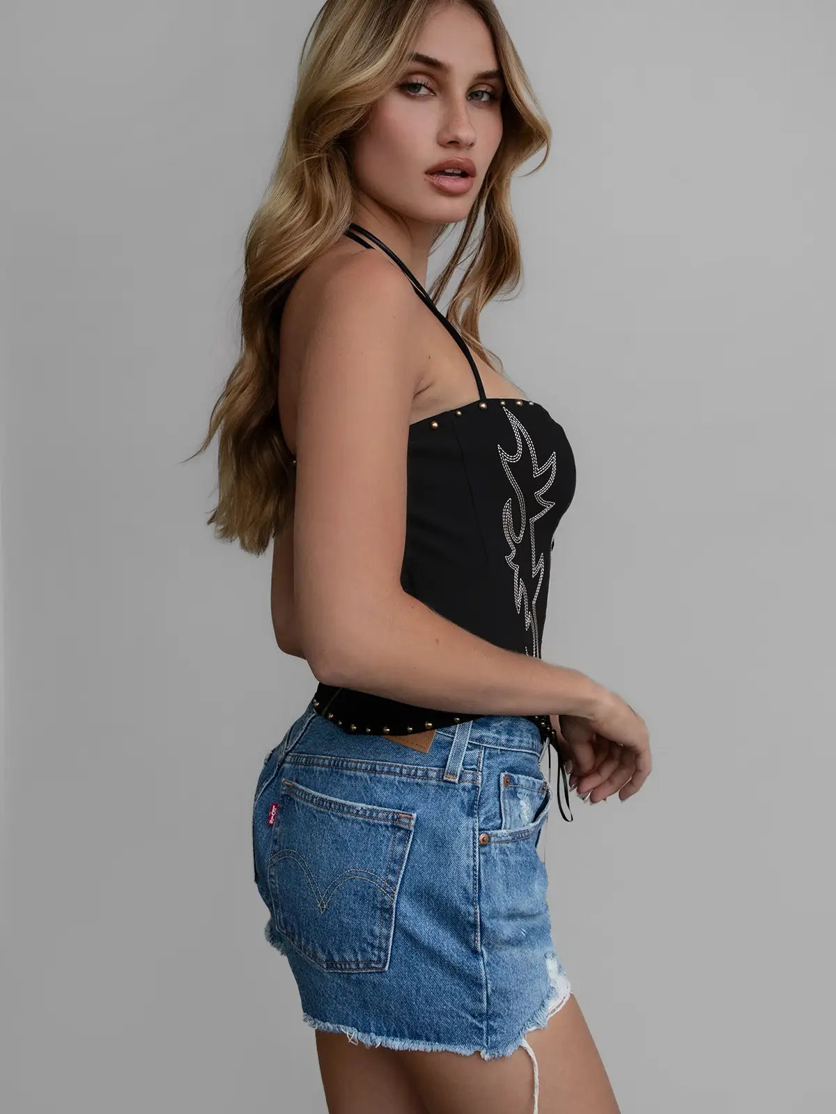 Raelynn Embroidered Western Halter Bustier Corset Top