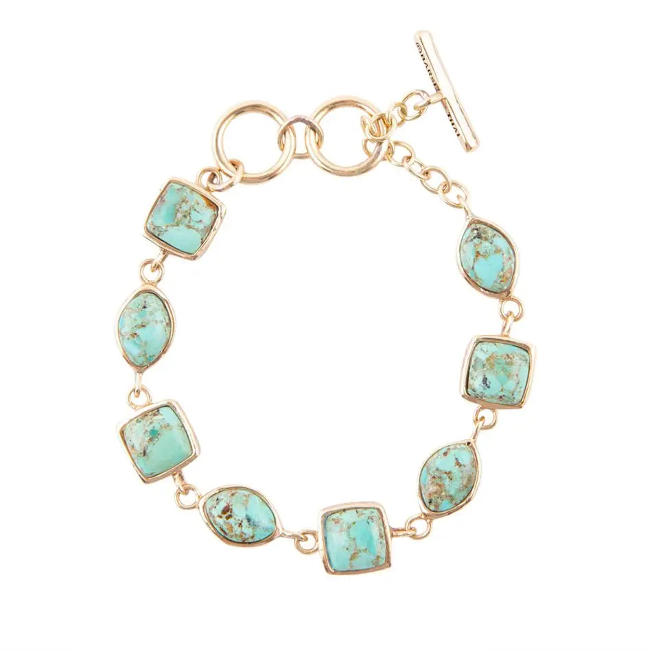 Genuine Turquoise Hammered Link Bracelet