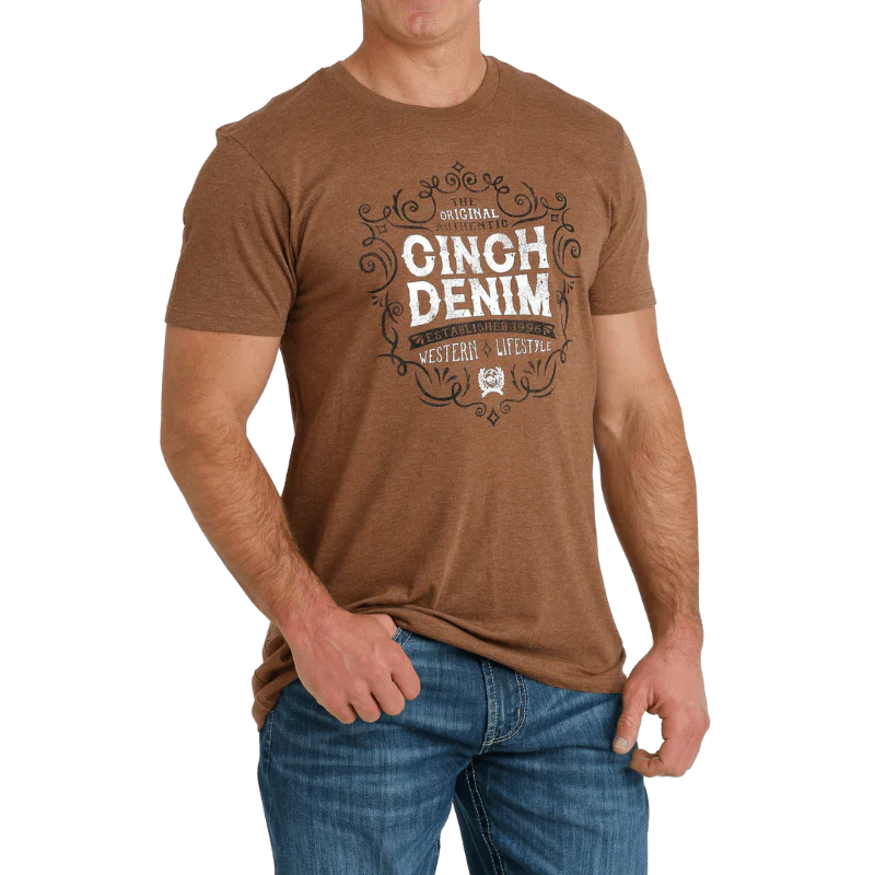 Cinch Mens Denim Copper Short Sleeve Graphic Tee - EOFY Sale