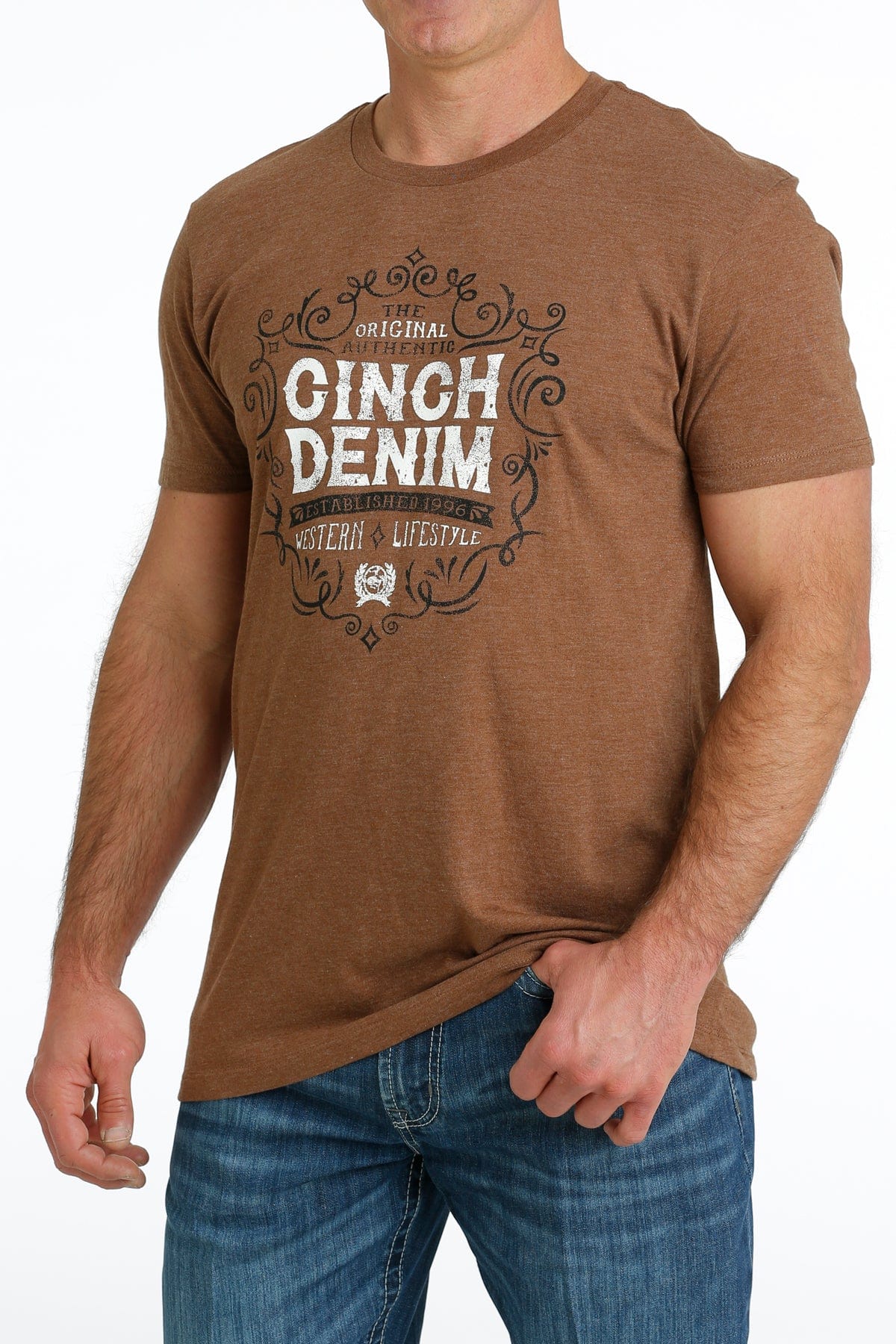 Cinch Mens Denim Copper Short Sleeve Graphic Tee - EOFY Sale