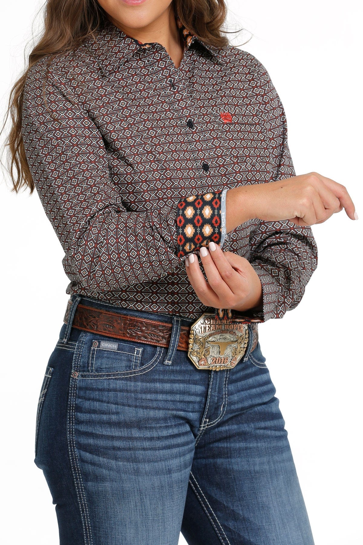 Cinch Wmns Multi Colored Button Down Western Shirt - Black Friday Sale