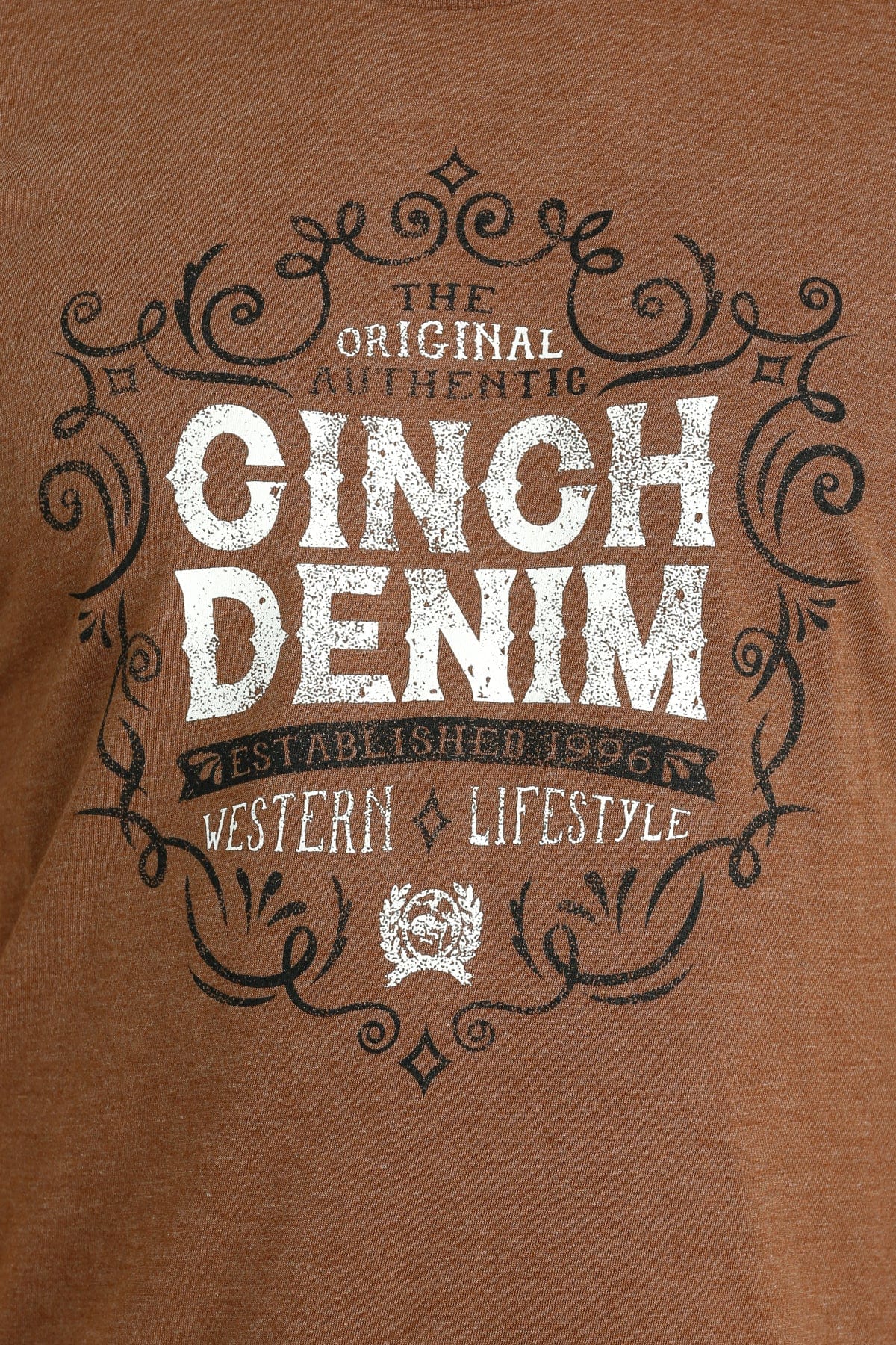 Cinch Mens Denim Copper Short Sleeve Graphic Tee - EOFY Sale