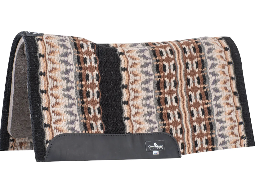 Classic Equine Blanket Top 3/4" Felt Bottom 34x38 Black Steel Grey