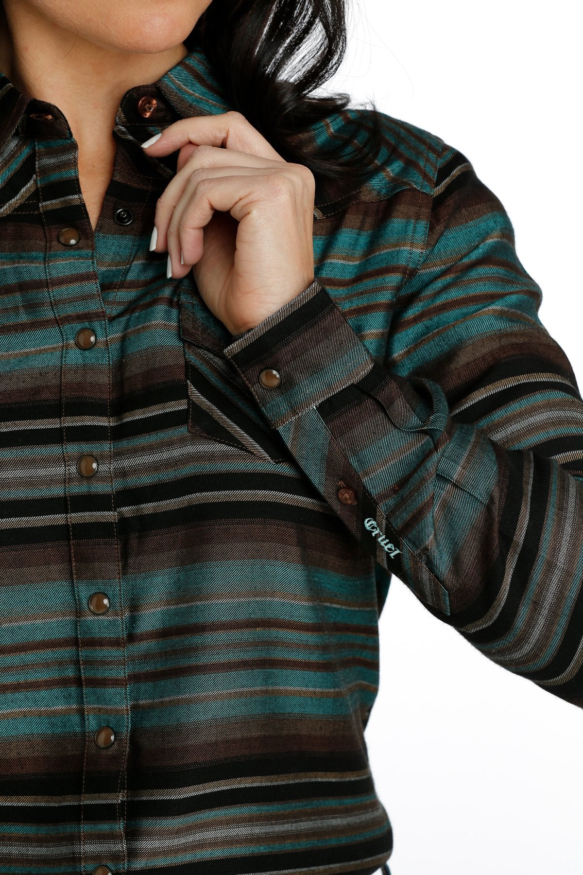Cinch Cruel Girl Wmns Teal Long Sleeve Western Shirt - Black Friday Sale
