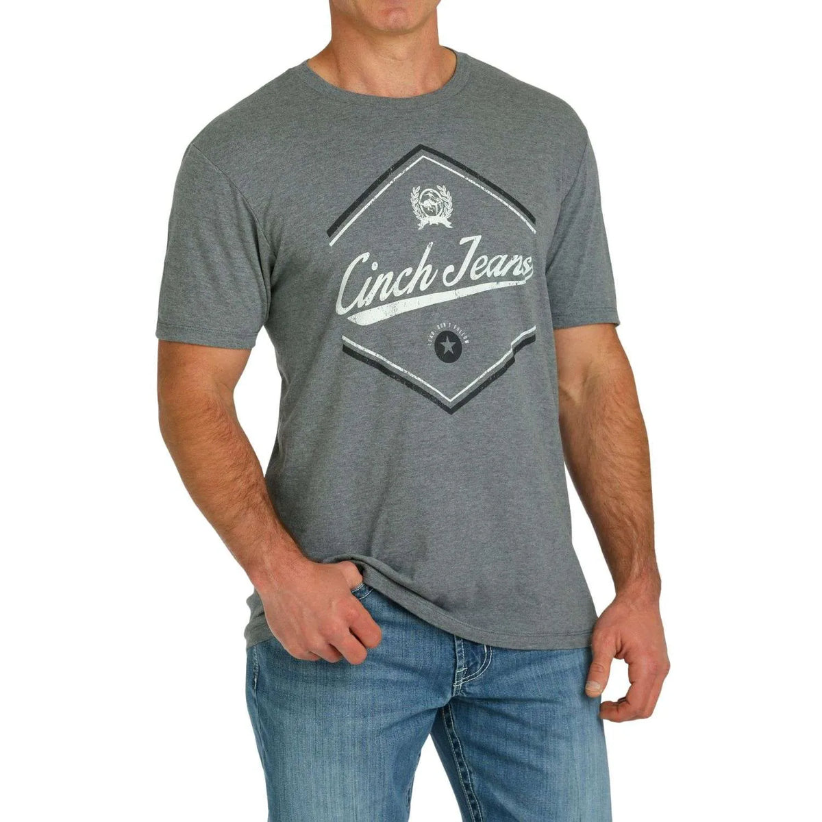 Cinch Mens T Shirt Logo Grey - EOFY Sale