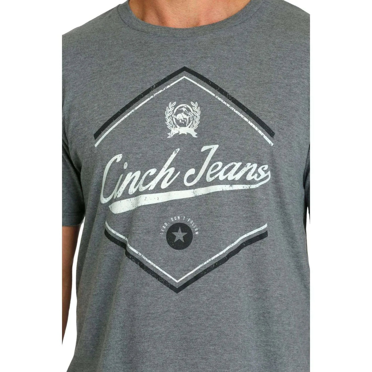 Cinch Mens T Shirt Logo Grey - EOFY Sale