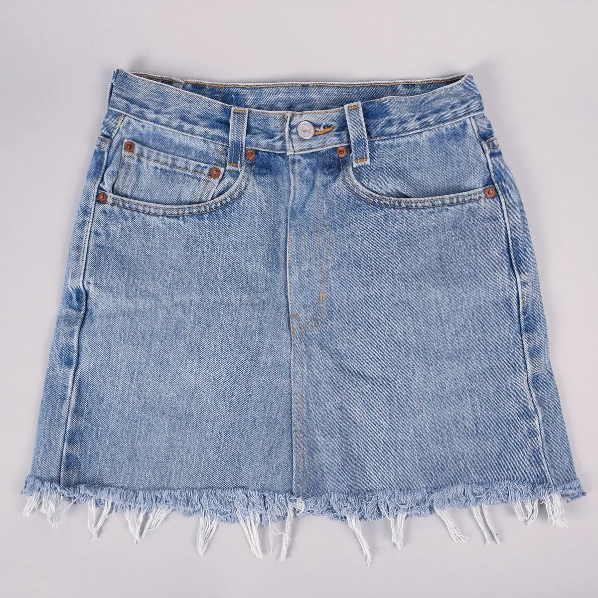 Mid Rise Upcycled Denim Mini Skirt