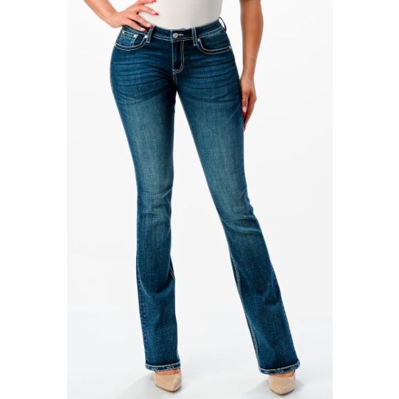 Grace in LA Embossed Diamond Feather Easy Fit Bootcut - Easter Special