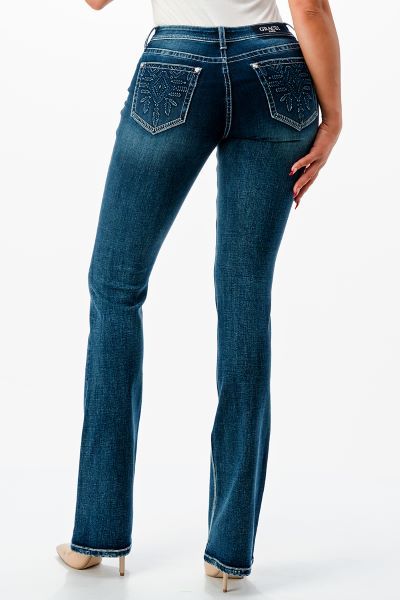 Grace in LA Embossed Diamond Feather Easy Fit Bootcut - Easter Special