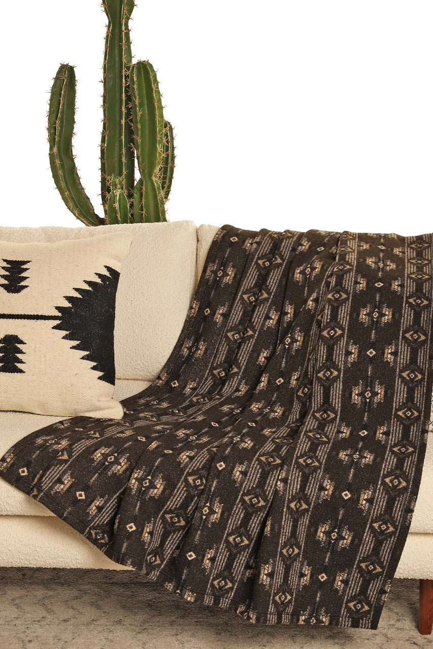 Rock and Roll Fleece Aztec Printed Blanket Charcoal - Black Winter Sale
