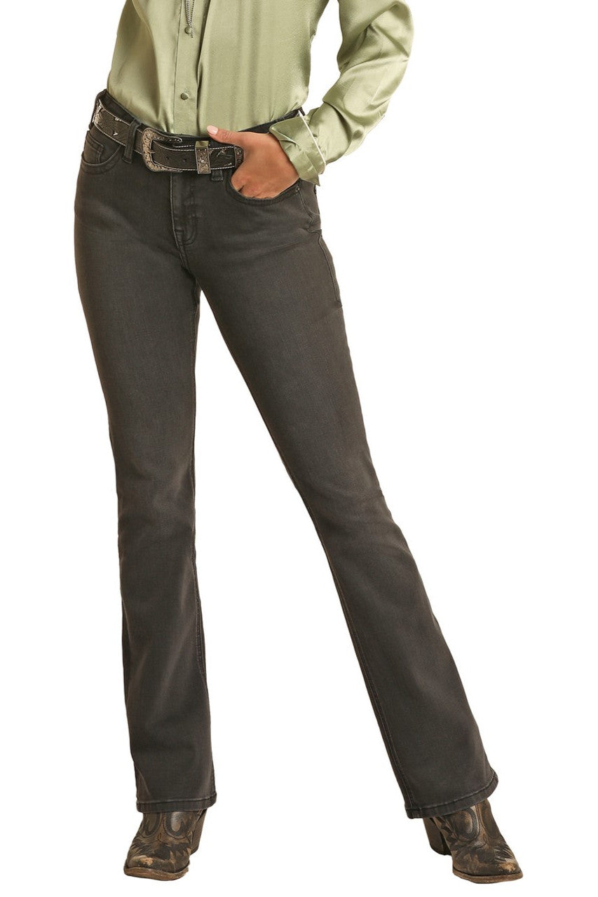 Rock and Roll Denim Womens Black Mid Rise Boot - Summer Clearance