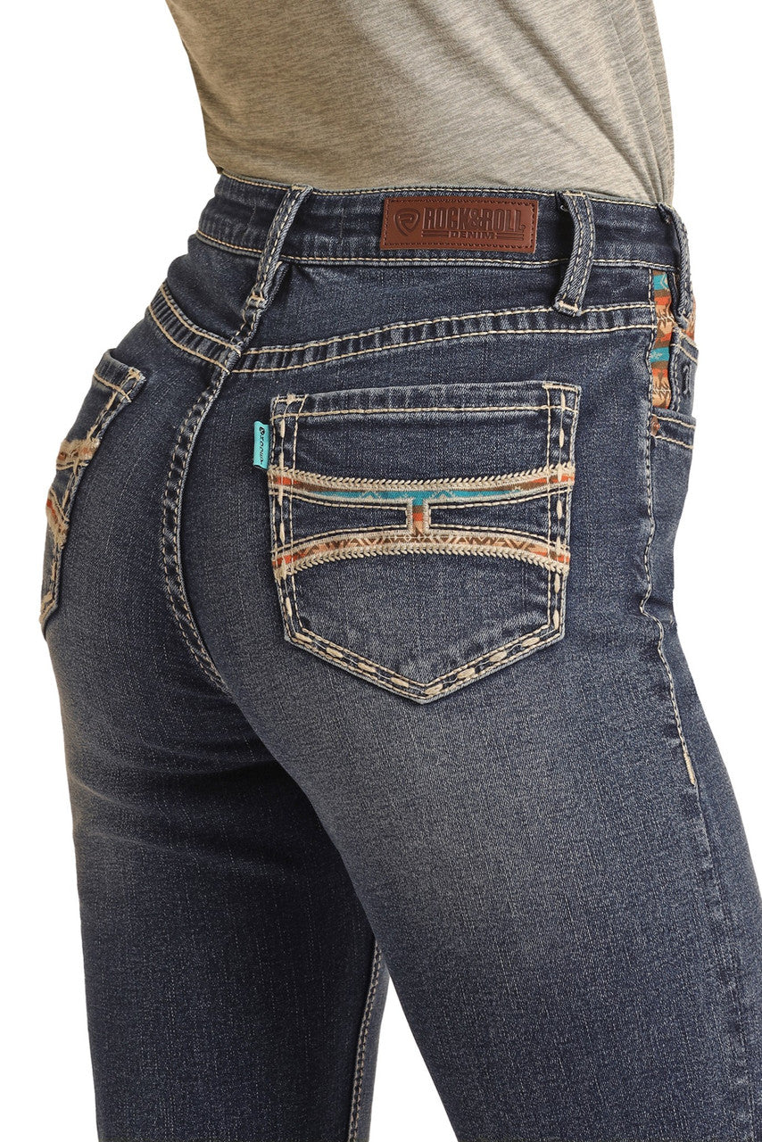 Hooey Aztec Detail High Rise Extra Stretch Bootcut Jeans - EOFY Sale