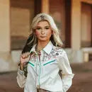 Ivory Aztec Embroidered Western Yoke Pearl Snap Top