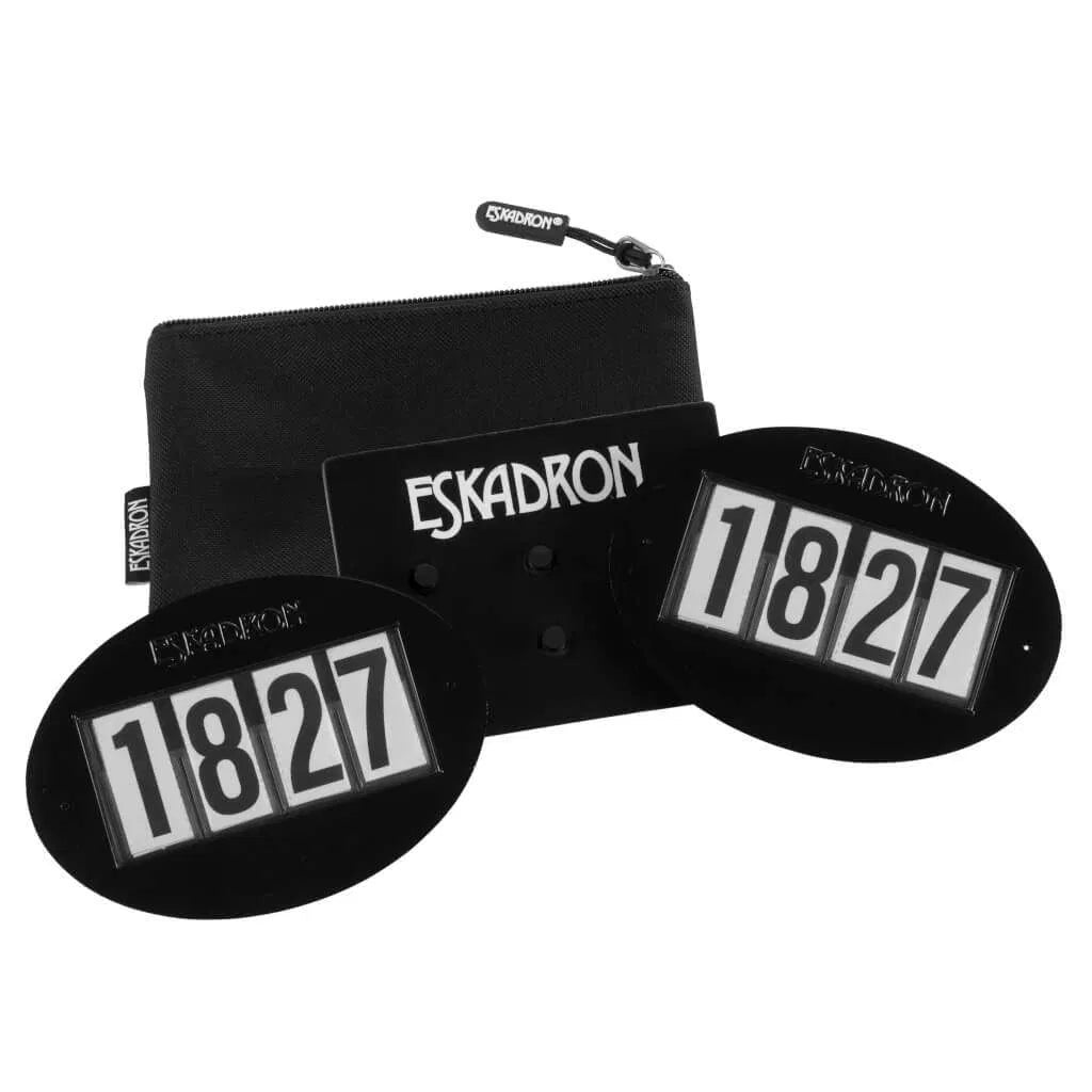 Eskadron Start Number Set Quick Pin 4 White - Black | Rider Wear - Show Accessories | Saddleworld Ipswich