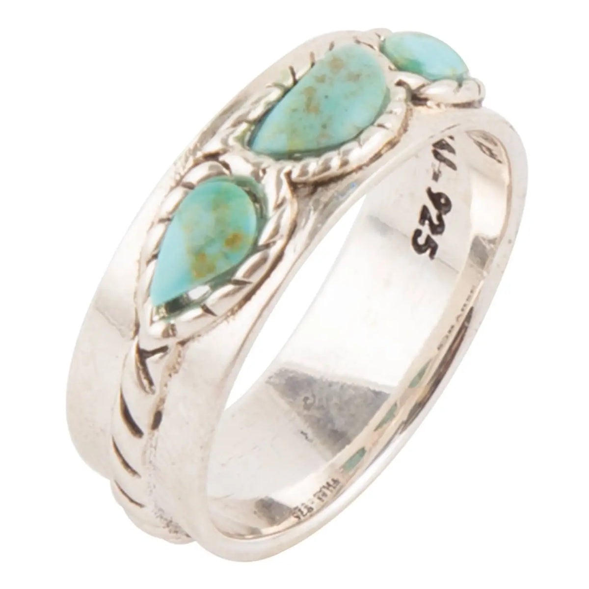 Triple Stone Simplicity Turquoise and Sterling Silver Ring
