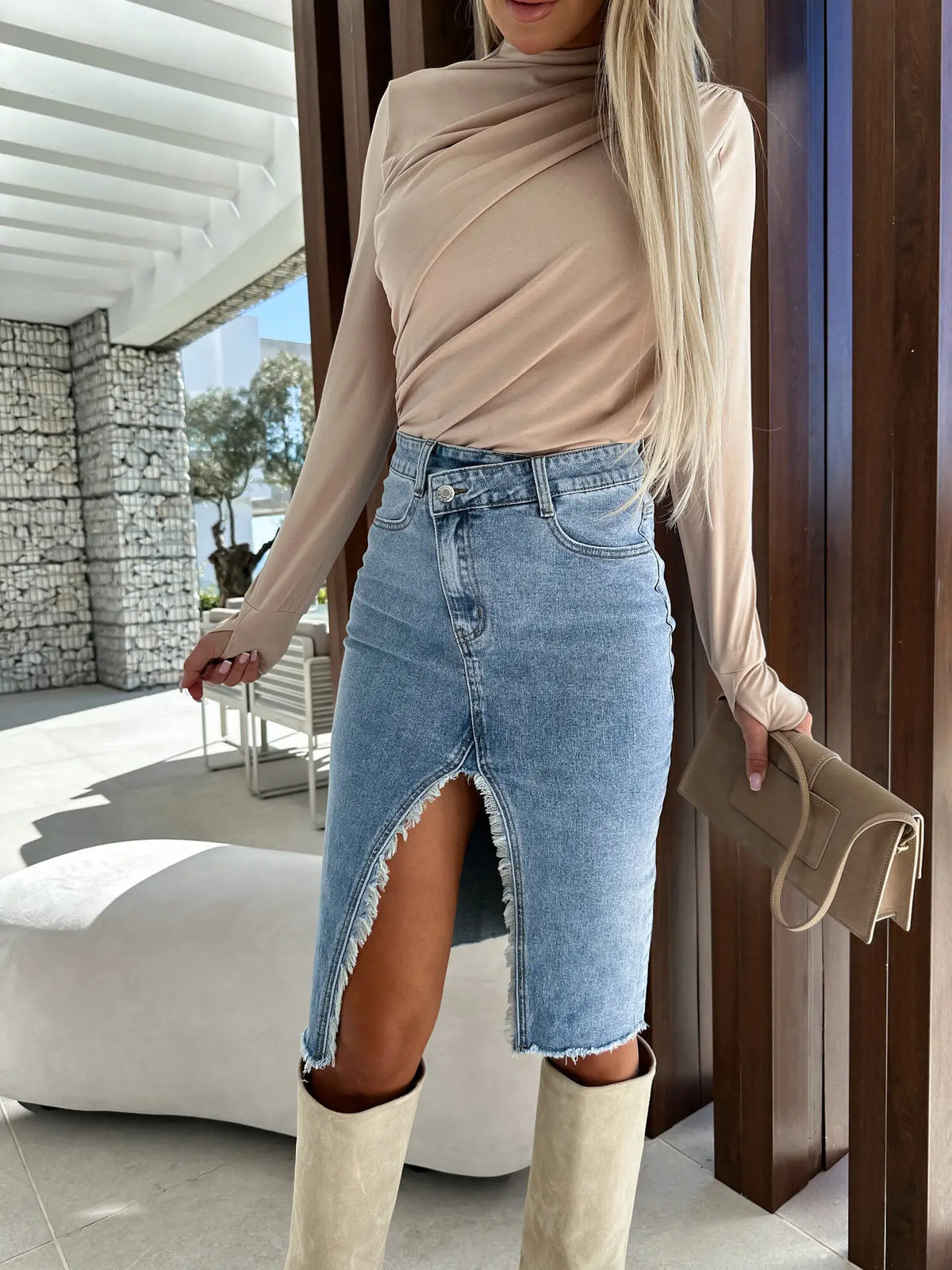 Missy Denim Split Skirt