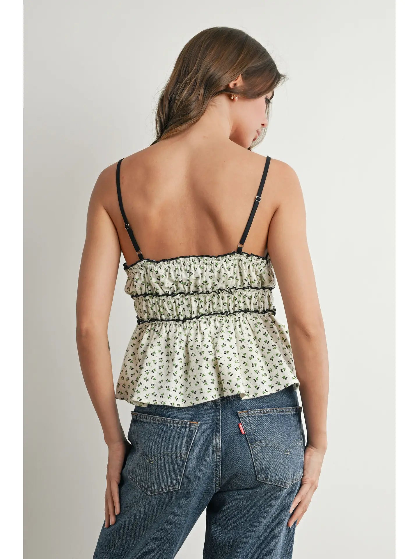 Cherry Blossom Tie Front Top