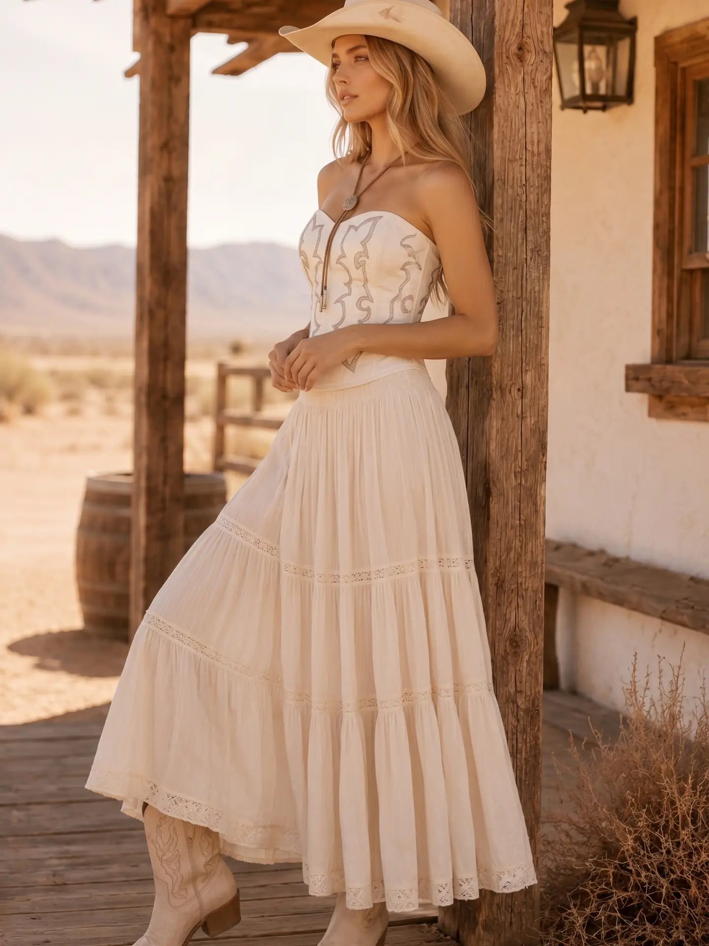 Cream Boot Stitch Bustier