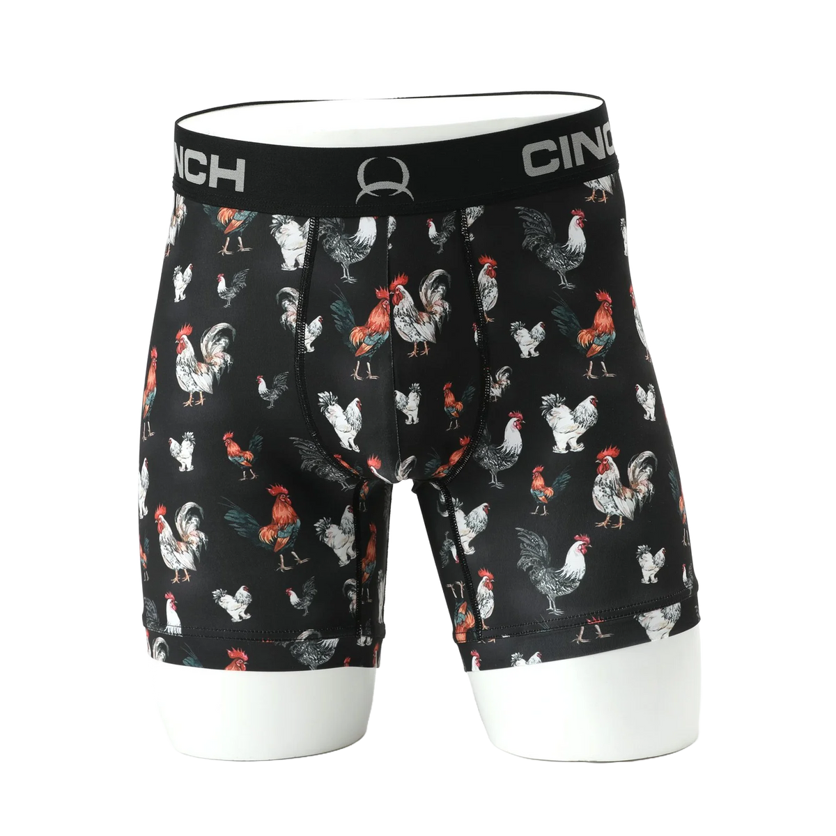 Cinch Mens 6in Rooster Print Black Boxer Brief