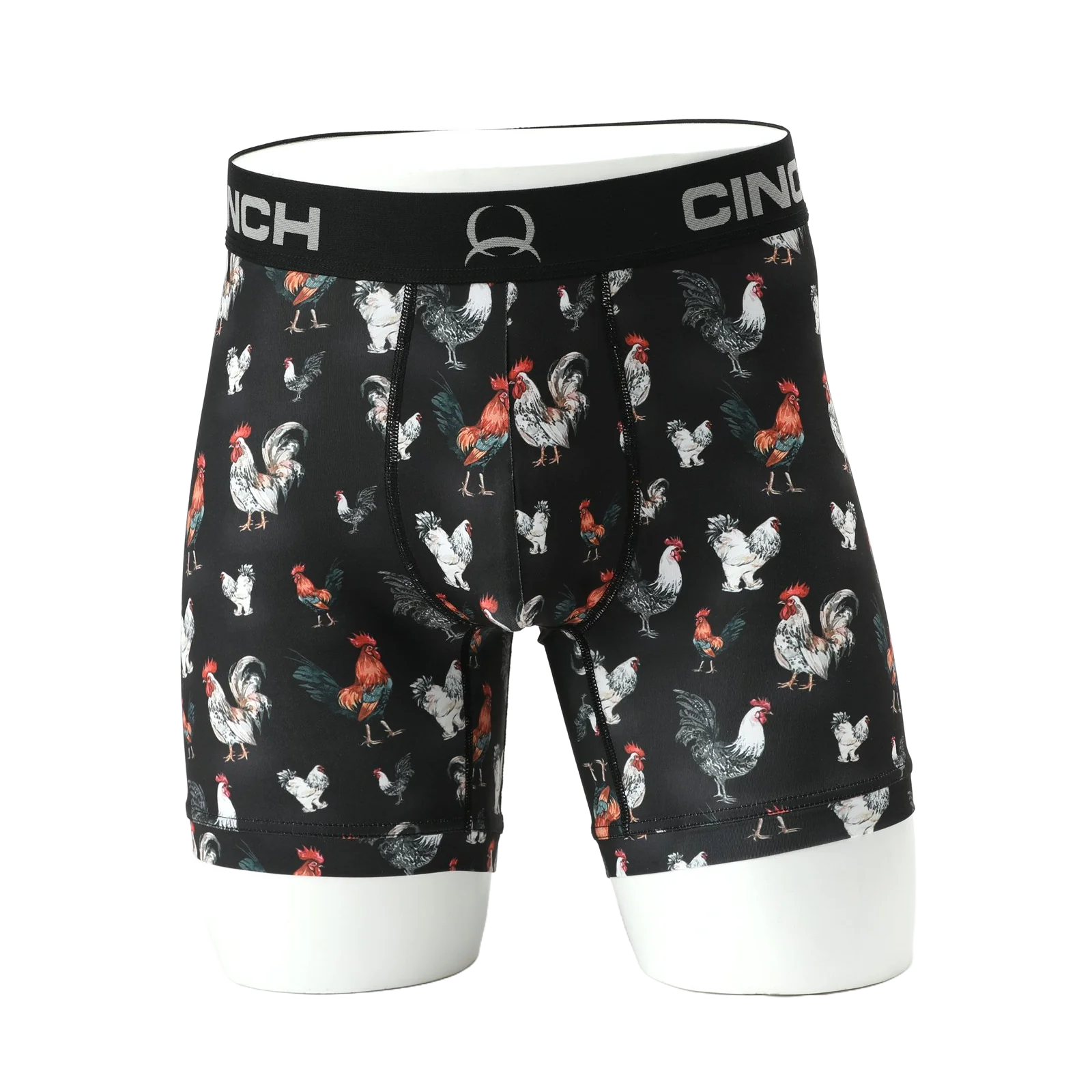 Cinch Mens 6in Rooster Print Black Boxer Brief