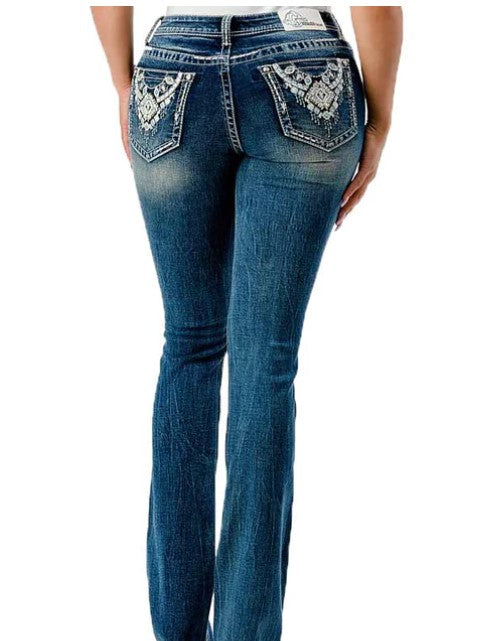 Grace in LA Wmns Embroidered Jeans