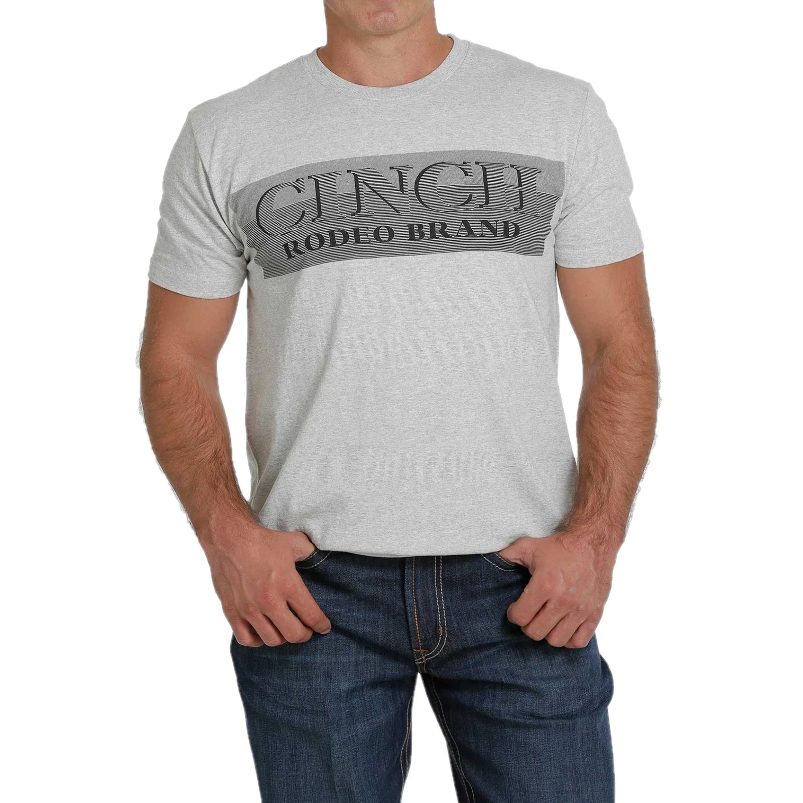Cinch Mens Heather Grey Rodeo Brand Graphic Short Sleeve T Shirt