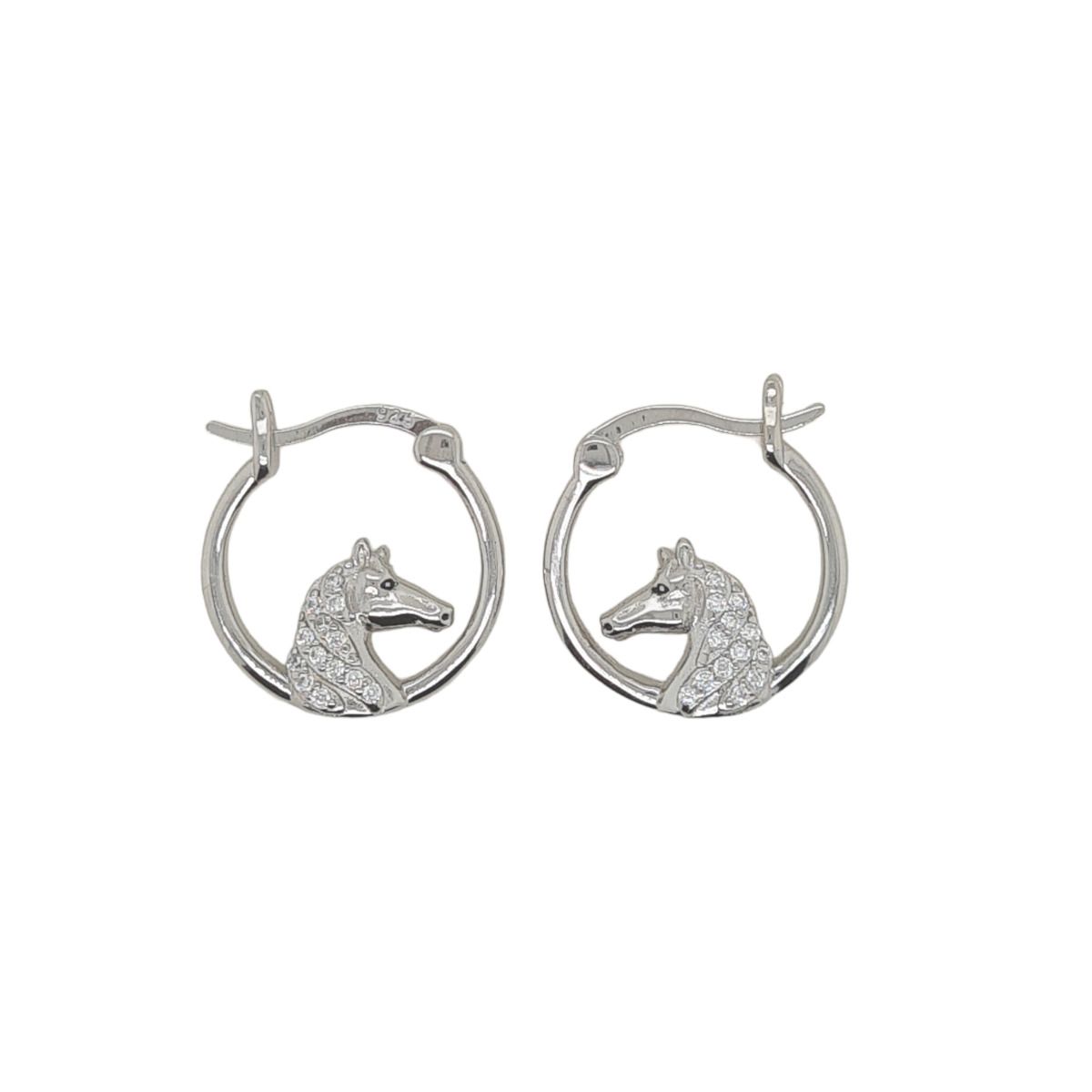 Mountain Creek Jewellery Hoops SS and CZ Horse