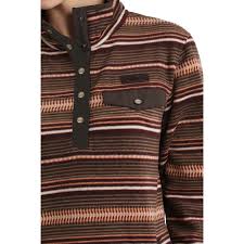 Cinch Snap Stripe Fleece Brown