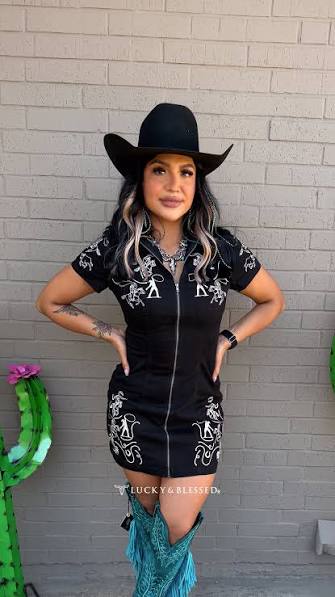 Black Western Embroidered Dress