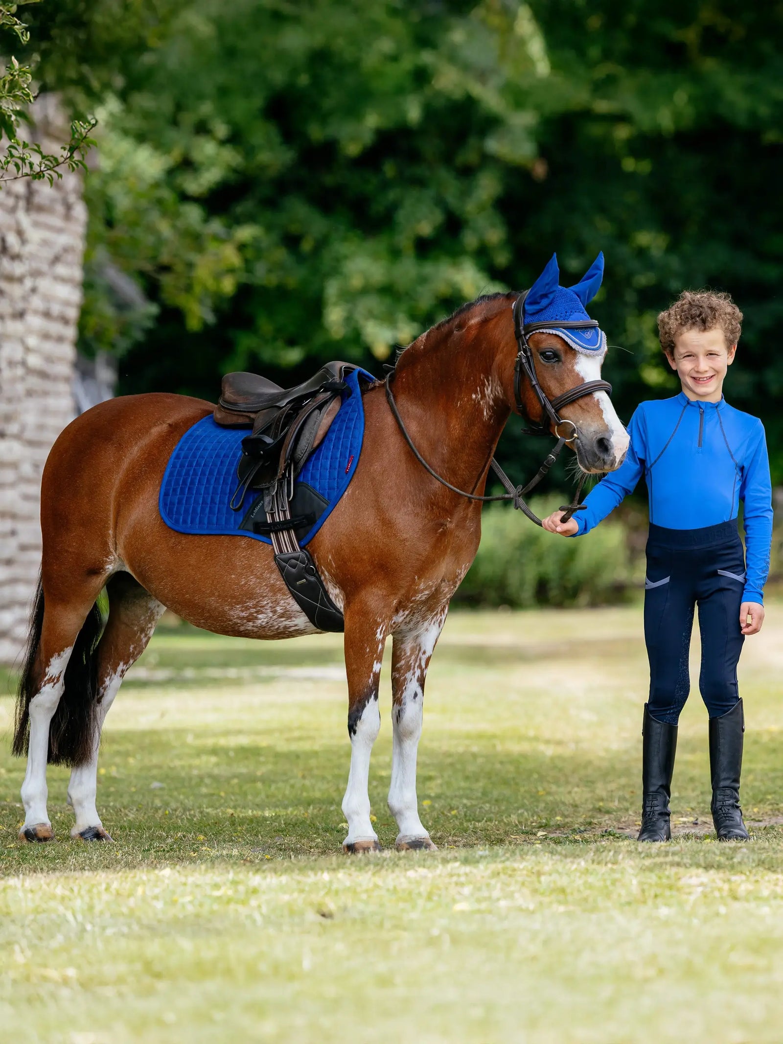 LeMieux Mini Suede Close Contact Square Benetton Blue X Small | Saddleworld Ipswich | Horse Supplies | Saddle Cloths and Bonnetts