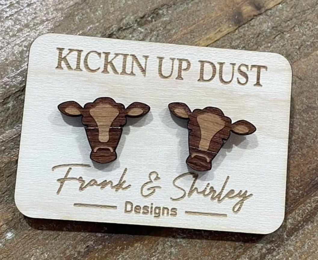 Kickin Up Dust Wooden Earrings