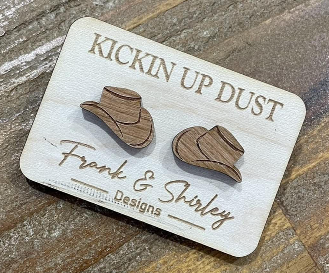 Kickin Up Dust Wooden Earrings