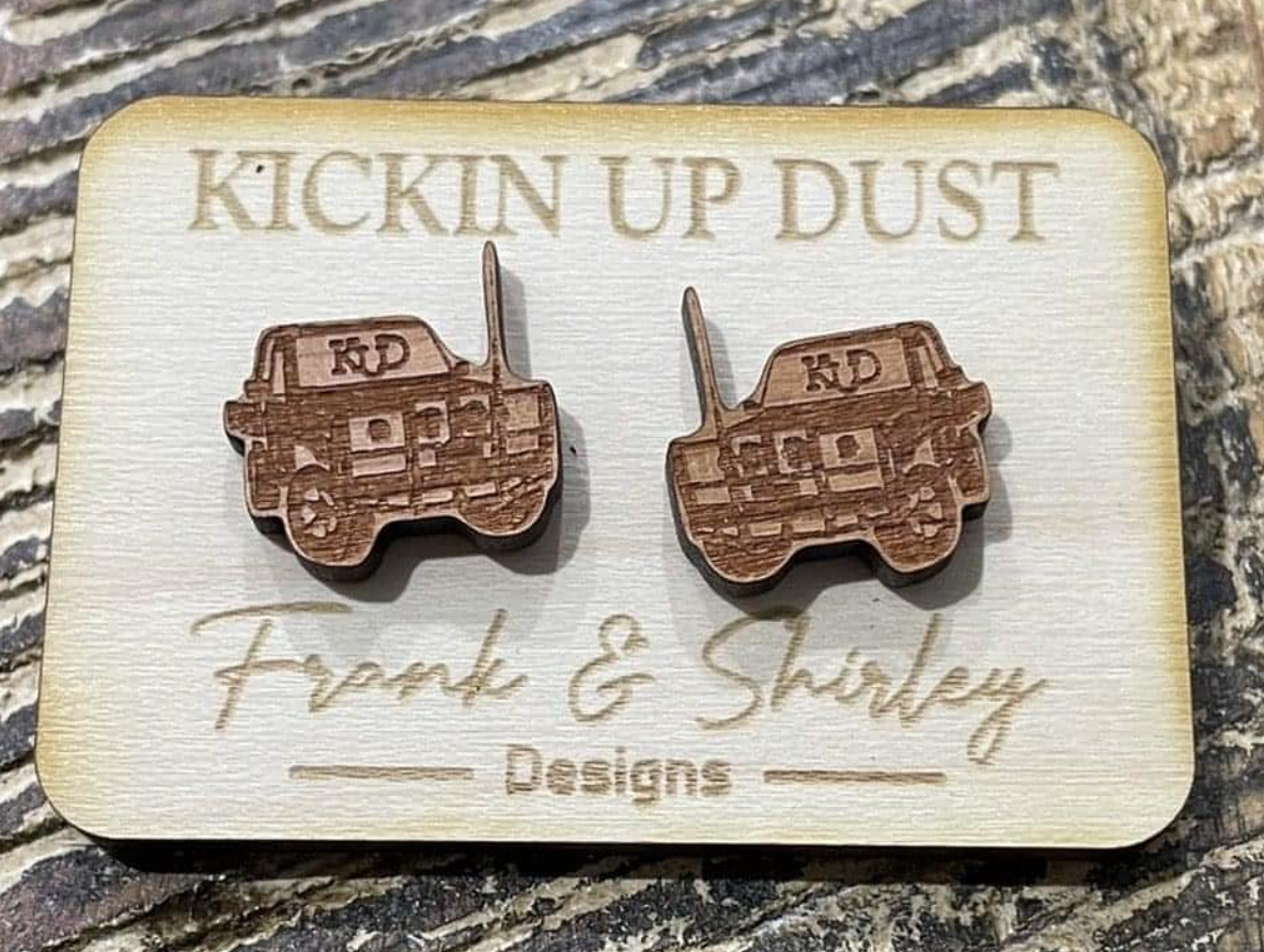 Kickin Up Dust Wooden Earrings
