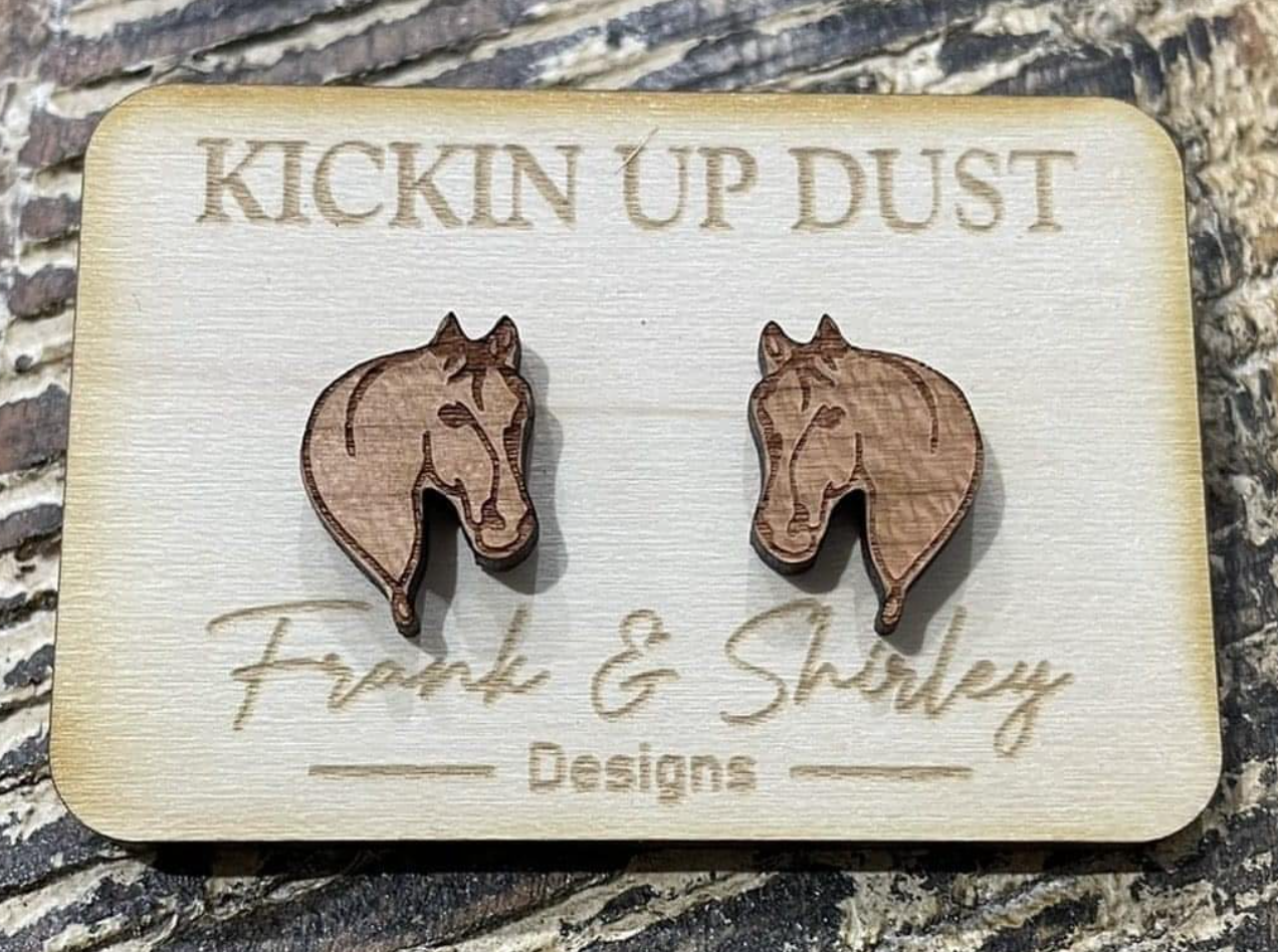 Kickin Up Dust Wooden Earrings
