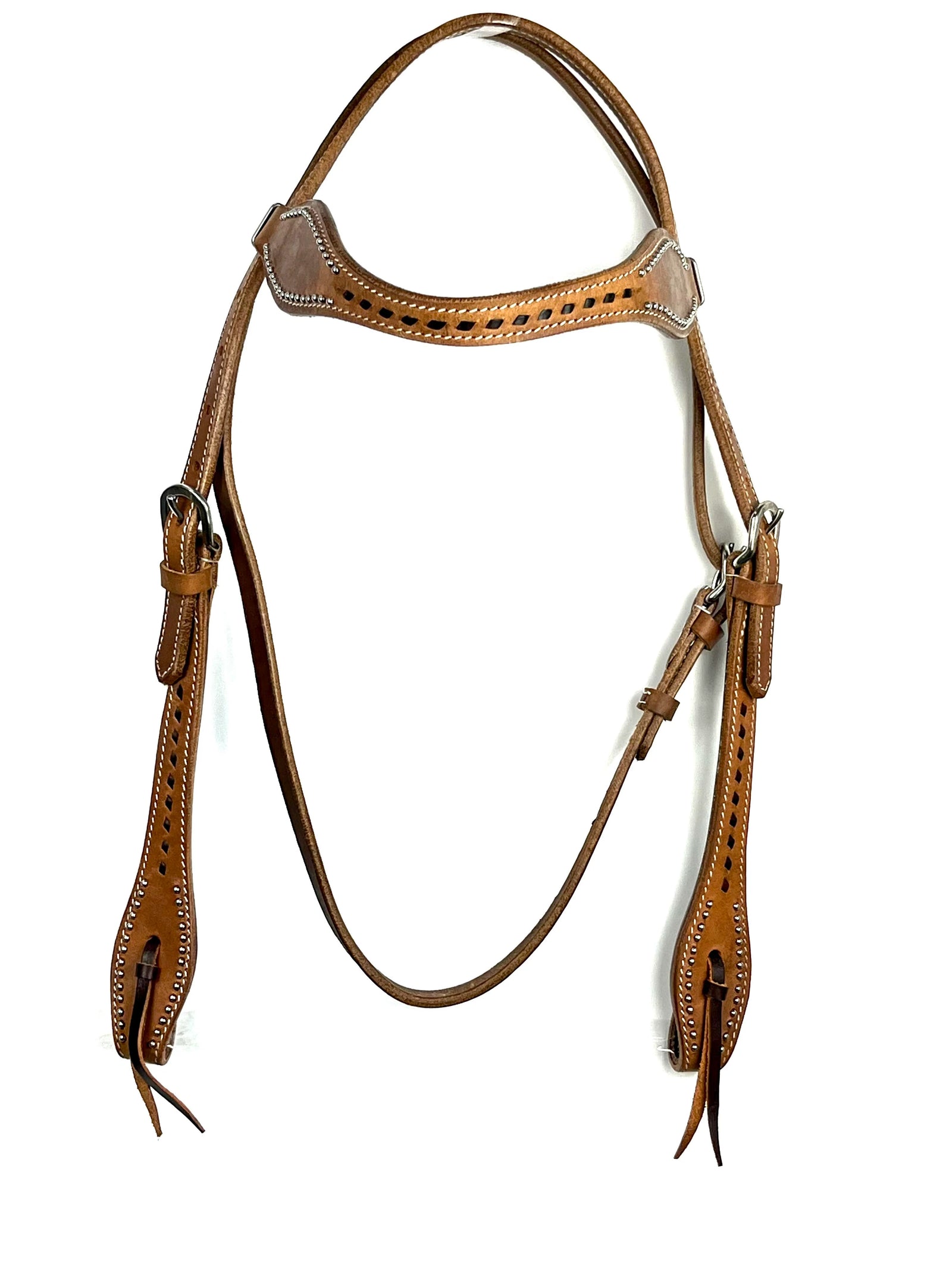 Ezy Ride Bridle Shaped Brow with Lace and Dots Harness Leather