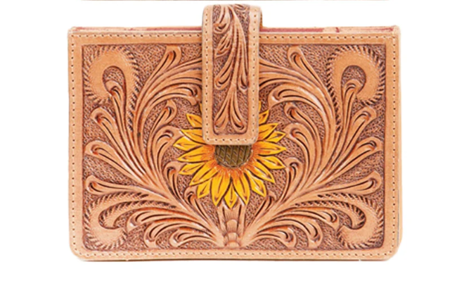 Loyal West Prickly Pear Card Holder in Handtooled Leather | Giftware - Purse | Saddleworld Ipswich