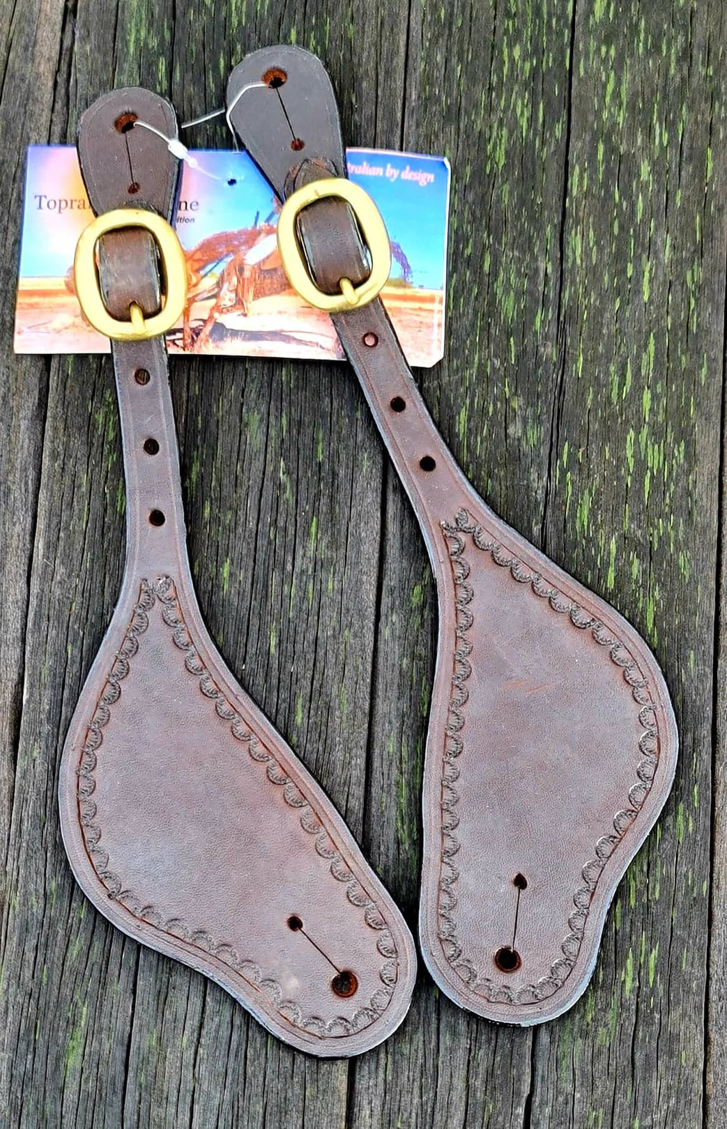 mens Harness Leather Shaped Spur Strap with Engraved Border | Rider Wear - Spurs | Saddleworld Ipswich