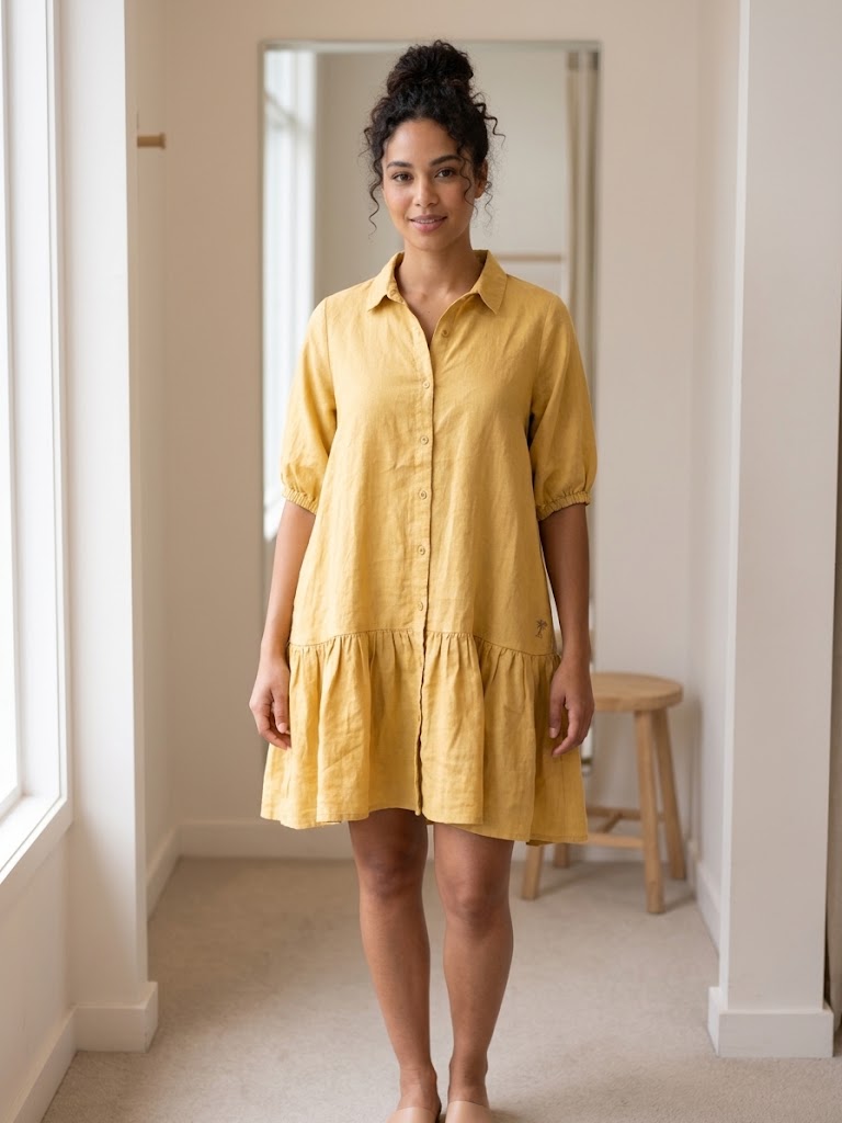 Pilbara Monica Linen 3/4 Sleeve Dress