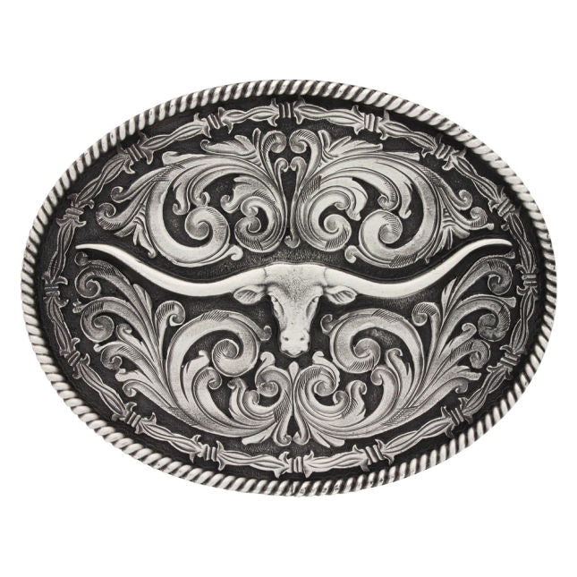 Attitude Belt Buckle - Rope and Barbed Wire Longhorn Classic Impressions
